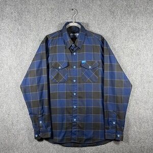 Dixxon Flannel Shirt Maddo Plaid Flannel Black Blue Mens Size Large #1438